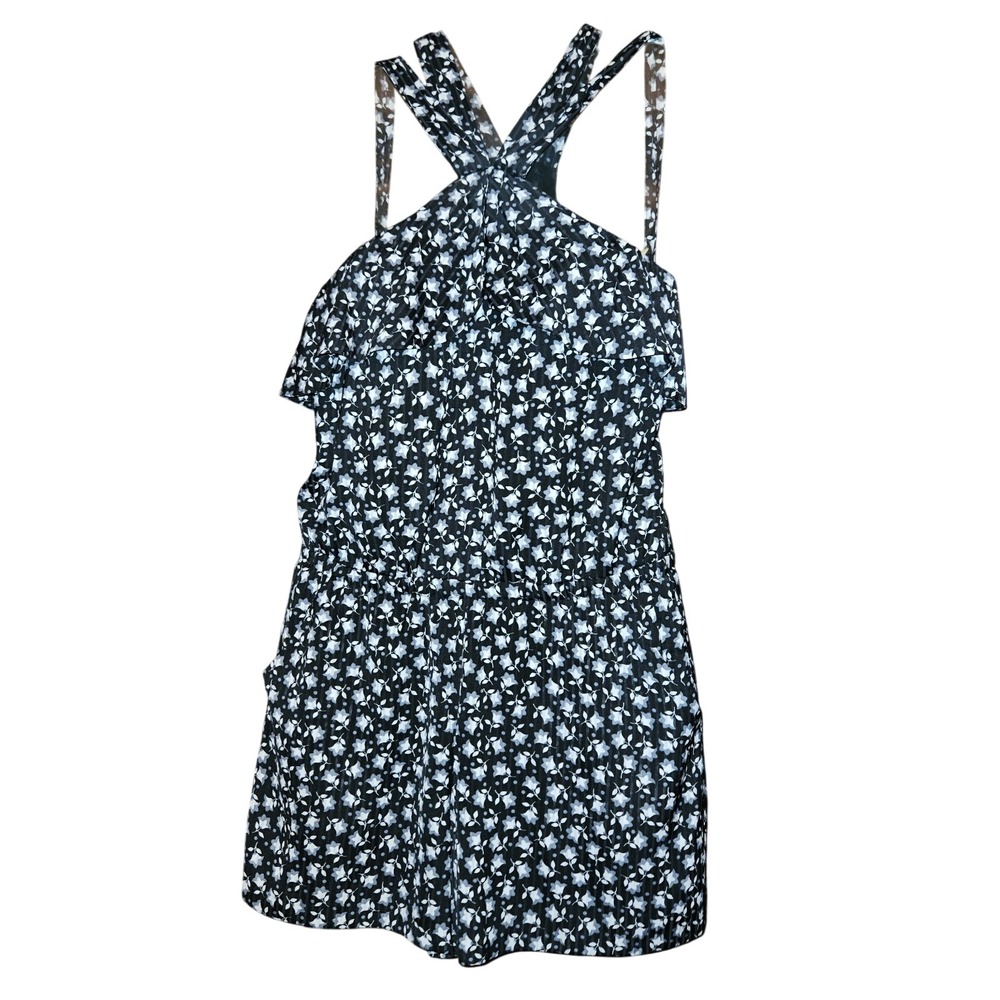 NWOT Ann Taylor Loft Petite Bluebell Flounce Halter Romper Black‎ XS